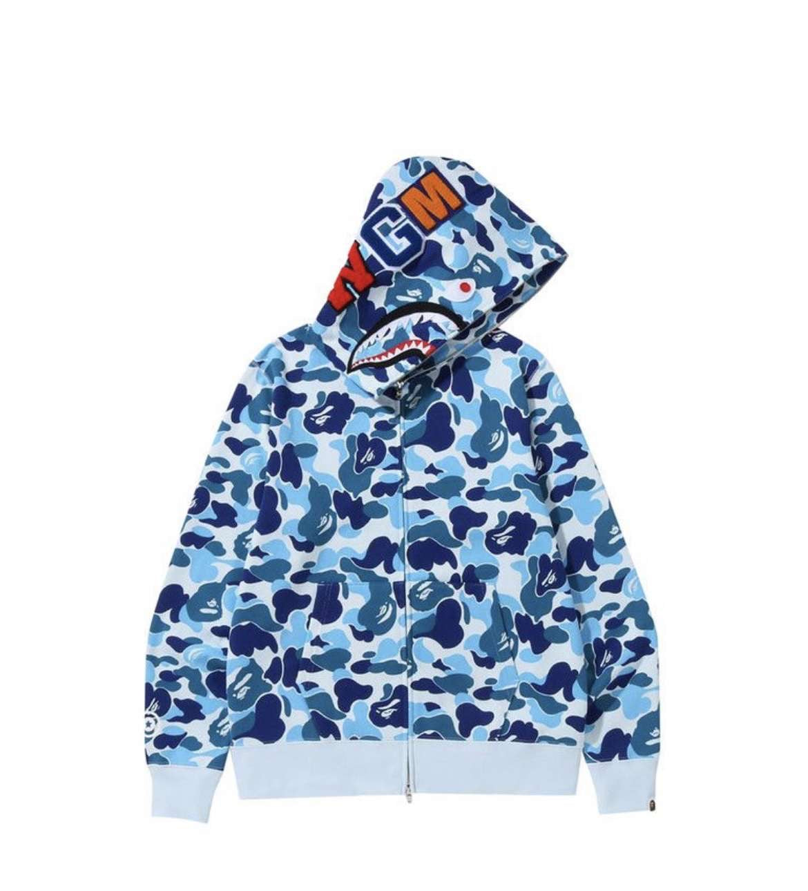 Bape Shark Head Full Zip Hoodie “Camo Blue”